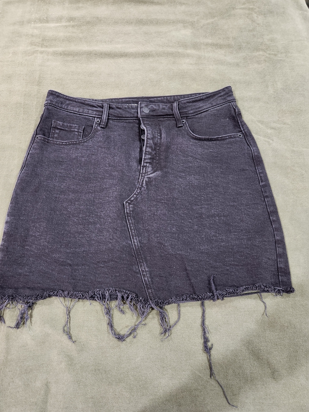 Black Denim Mini Skirt